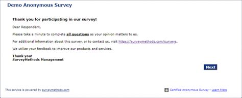 Survey Welcome Message